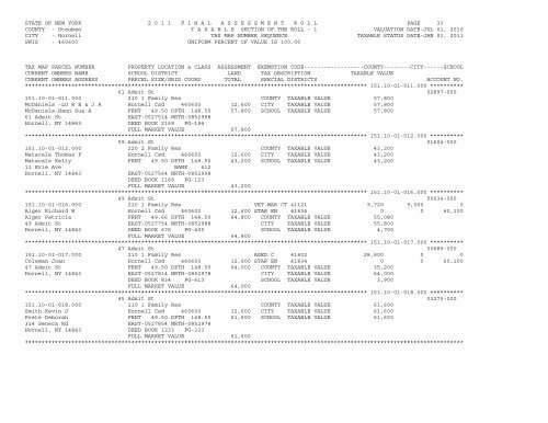 STATE OF NEW YORK 2 0 1 1 ... - City of Hornell