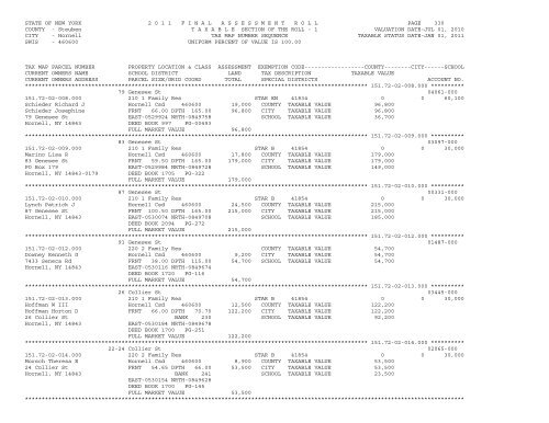 STATE OF NEW YORK 2 0 1 1 ... - City of Hornell