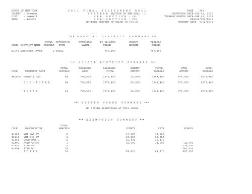 STATE OF NEW YORK 2 0 1 1 ... - City of Hornell