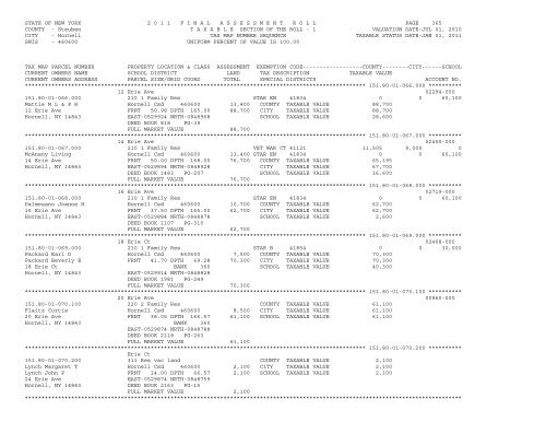 STATE OF NEW YORK 2 0 1 1 ... - City of Hornell