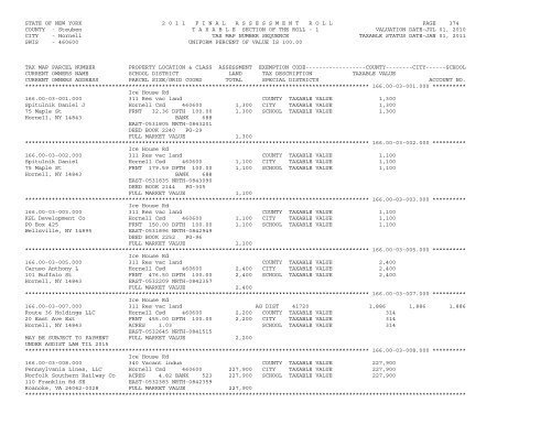 STATE OF NEW YORK 2 0 1 1 ... - City of Hornell