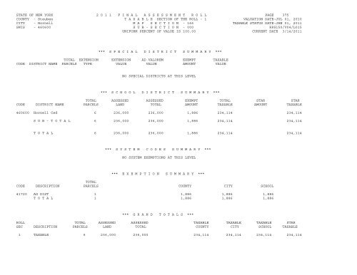 STATE OF NEW YORK 2 0 1 1 ... - City of Hornell