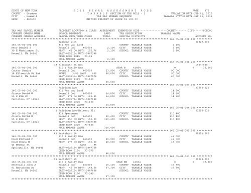 STATE OF NEW YORK 2 0 1 1 ... - City of Hornell