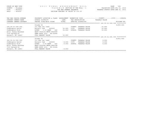 STATE OF NEW YORK 2 0 1 1 ... - City of Hornell