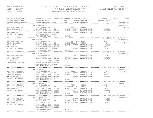 STATE OF NEW YORK 2 0 1 1 ... - City of Hornell