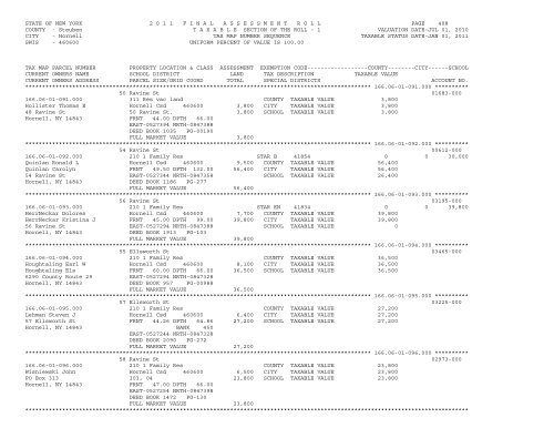 STATE OF NEW YORK 2 0 1 1 ... - City of Hornell