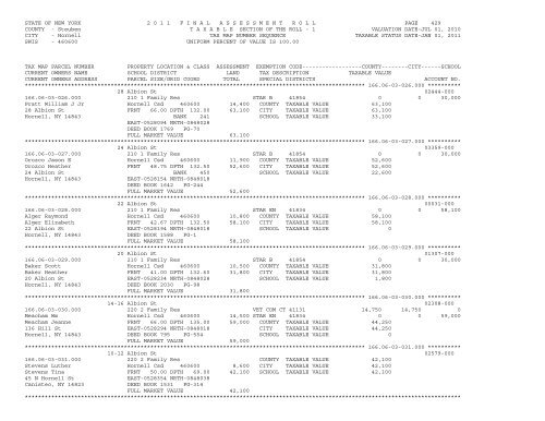 STATE OF NEW YORK 2 0 1 1 ... - City of Hornell