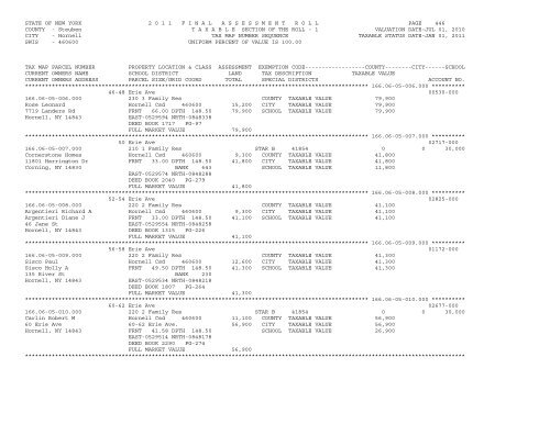 STATE OF NEW YORK 2 0 1 1 ... - City of Hornell