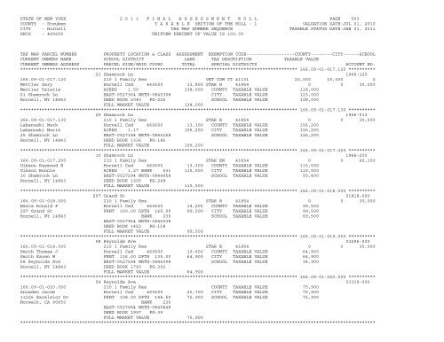 STATE OF NEW YORK 2 0 1 1 ... - City of Hornell