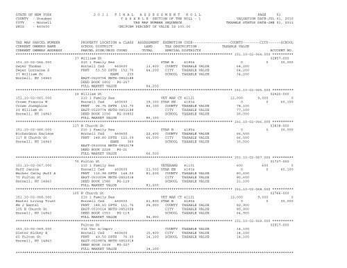 STATE OF NEW YORK 2 0 1 1 ... - City of Hornell