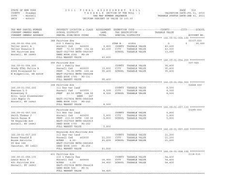 STATE OF NEW YORK 2 0 1 1 ... - City of Hornell