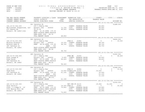 STATE OF NEW YORK 2 0 1 1 ... - City of Hornell