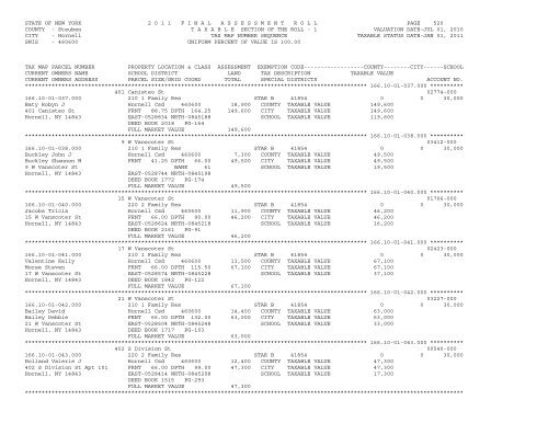 STATE OF NEW YORK 2 0 1 1 ... - City of Hornell