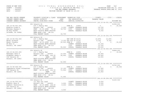 STATE OF NEW YORK 2 0 1 1 ... - City of Hornell