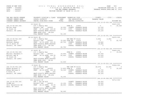 STATE OF NEW YORK 2 0 1 1 ... - City of Hornell