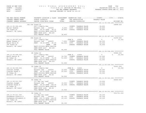 STATE OF NEW YORK 2 0 1 1 ... - City of Hornell