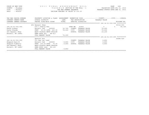 STATE OF NEW YORK 2 0 1 1 ... - City of Hornell