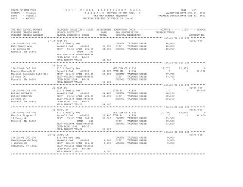 STATE OF NEW YORK 2 0 1 1 ... - City of Hornell