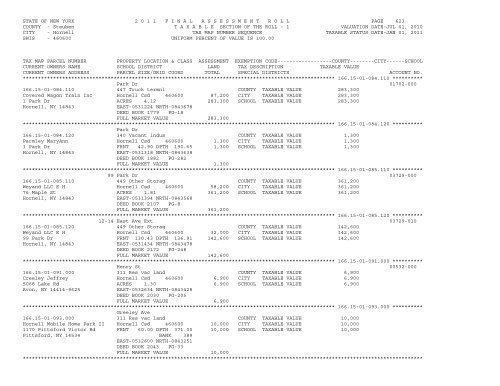 STATE OF NEW YORK 2 0 1 1 ... - City of Hornell