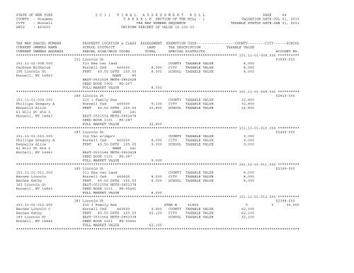 STATE OF NEW YORK 2 0 1 1 ... - City of Hornell