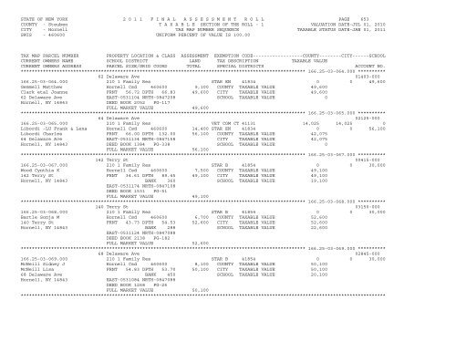 STATE OF NEW YORK 2 0 1 1 ... - City of Hornell