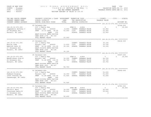 STATE OF NEW YORK 2 0 1 1 ... - City of Hornell