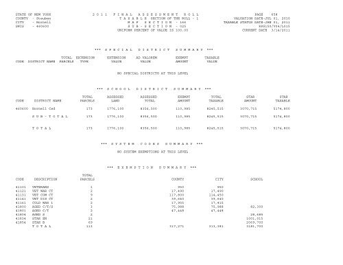 STATE OF NEW YORK 2 0 1 1 ... - City of Hornell