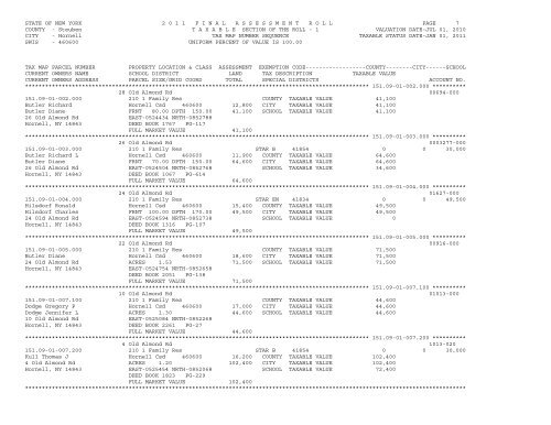 STATE OF NEW YORK 2 0 1 1 ... - City of Hornell