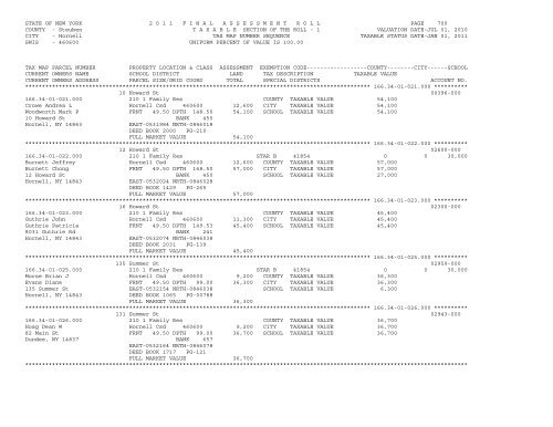 STATE OF NEW YORK 2 0 1 1 ... - City of Hornell