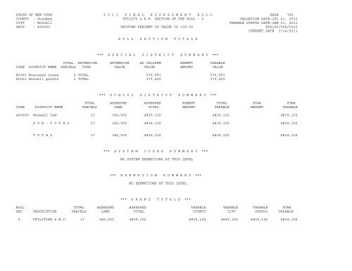 STATE OF NEW YORK 2 0 1 1 ... - City of Hornell