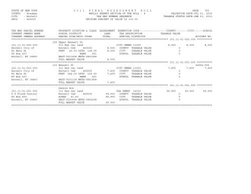 STATE OF NEW YORK 2 0 1 1 ... - City of Hornell