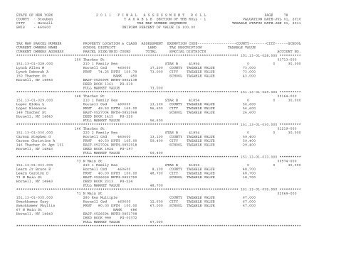 STATE OF NEW YORK 2 0 1 1 ... - City of Hornell