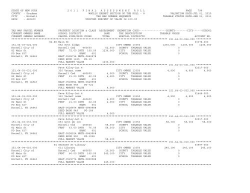 STATE OF NEW YORK 2 0 1 1 ... - City of Hornell