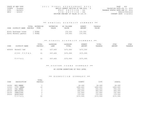 STATE OF NEW YORK 2 0 1 1 ... - City of Hornell