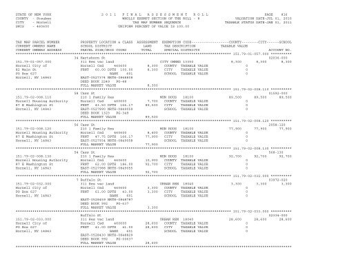 STATE OF NEW YORK 2 0 1 1 ... - City of Hornell