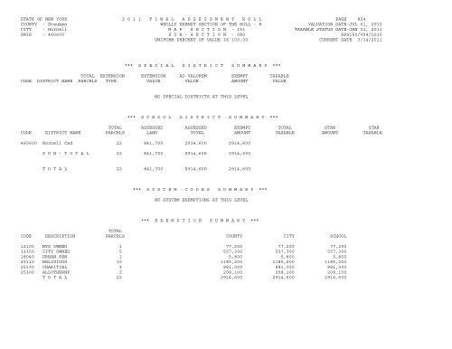 STATE OF NEW YORK 2 0 1 1 ... - City of Hornell