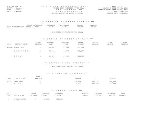 STATE OF NEW YORK 2 0 1 1 ... - City of Hornell