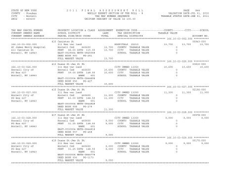 STATE OF NEW YORK 2 0 1 1 ... - City of Hornell