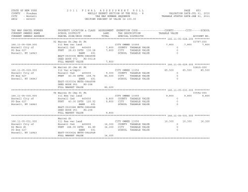 STATE OF NEW YORK 2 0 1 1 ... - City of Hornell