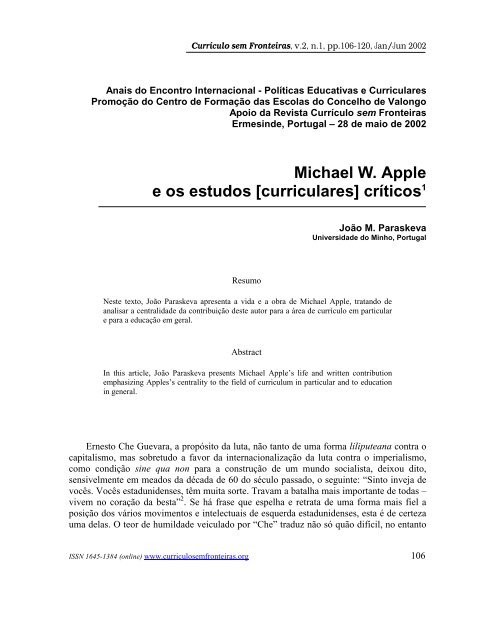 Michael W. Apple e os estudos (curriculares) - CurrÃ­culo sem ...