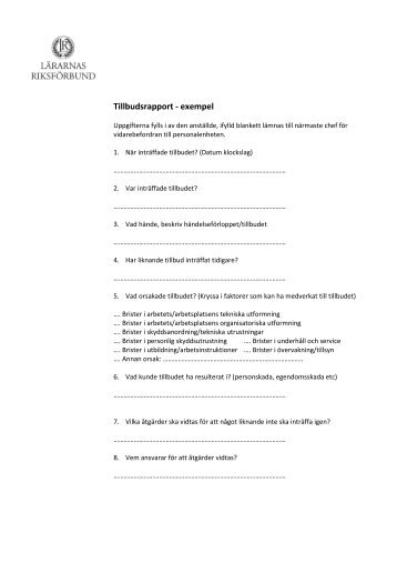 Tillbudsrapport - exempel