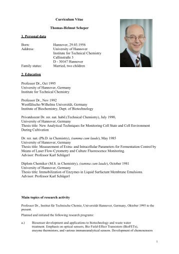 Curriculum Vitae Thomas-Helmut Scheper 1. Personal data Born ...