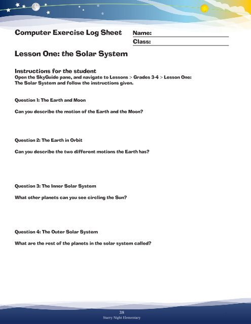 Grades 3-4 Lessons - Starry Night Education