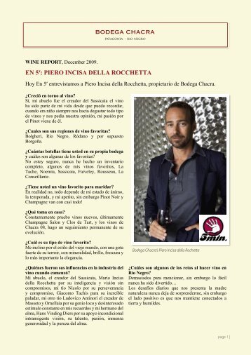 En 5â²: PiEro incisa DElla rocchEtta - Bodega Chacra