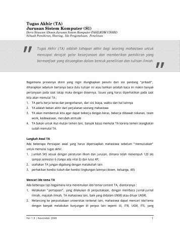 Tugas Akhir (TA) Jurusan Sistem Komputer (S1) - Sharing