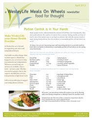 a WesleyLife Meals On Wheels newsletter Portion Control is in Your ...