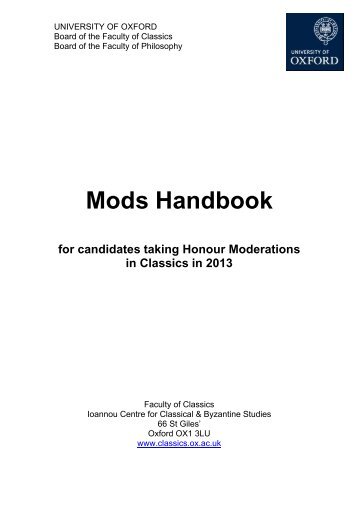 Mods Handbook - Balliol College - University of Oxford