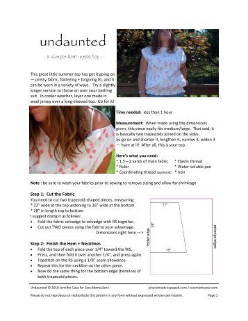 Undaunted Top Pattern PDF - Sew Mama Sew