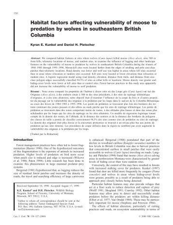 Habitat factors affecting vulnerability of moose to predation by ...