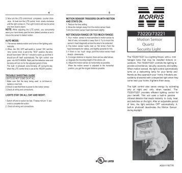 Motion Sensor Quartz Security Light - Morris Products